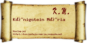 Königstein Mária névjegykártya